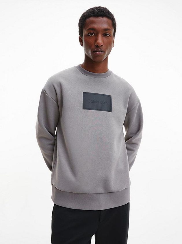 Calvin Klein USA Relaxed Textured Logo Mens Sweatshirt Grey 1845270-WX